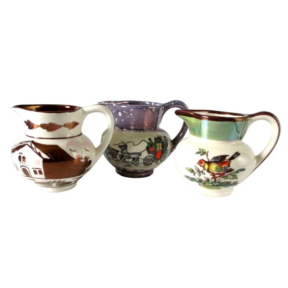 3 Vintage Pitchers Old Castle England Lusterware Collection - Picture 1 of 10